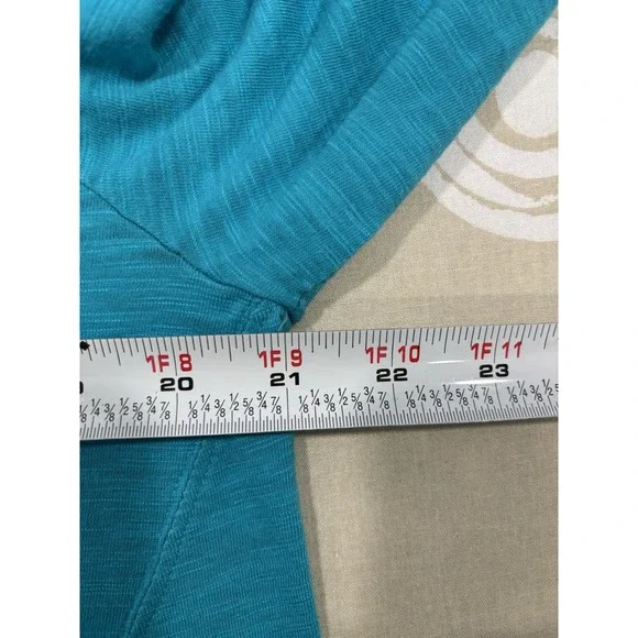 Chicos Ultimate Tee V-Neck 3/4 Sleeve T Shirt Size 2 US Large Turquoise Stretch - Picture 6 of 8